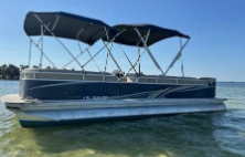 Bachelorette party pontoon on Charleston Harbor